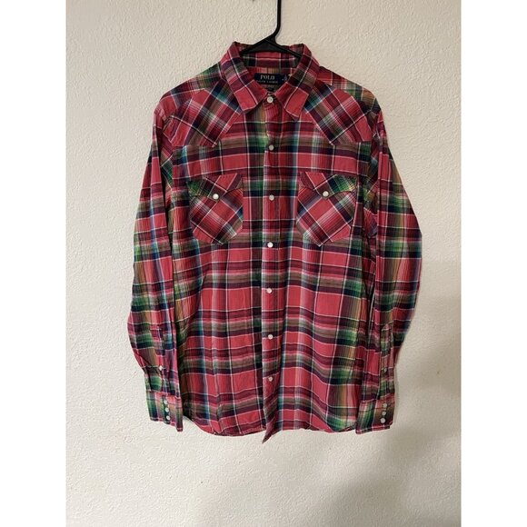 Polo Ralph Lauren Other - Polo Ralph Lauren Western Flannel Pearl Snap Shirt Men's Medium Multicolor Aztec